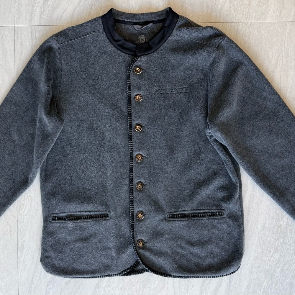 Men's Gray Fleece Jacket traditional Bavarian Tracht design